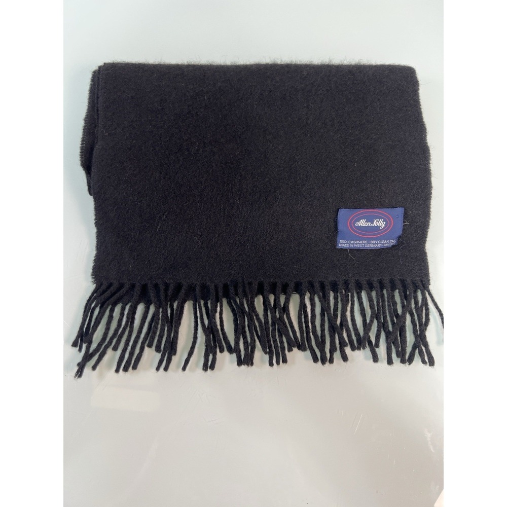 Vintage Allen Folly 100% Cashmere Scarf Black Made In West Germany